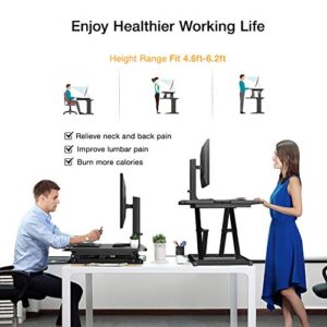 HUANUO Standing Desk Converter Height Adjustable Sit to Stand Desktop Desk Gas Spring Riser, Perfect Workstation 28.5 inches for Laptop & Computer Monitors