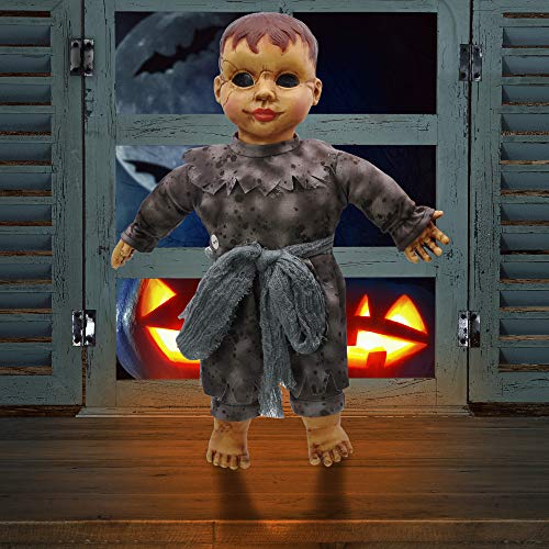 JOYIN Sound Activated Haunted Doll, Halloween Baby Doll for Halloween Decorations and Halloween Accessories