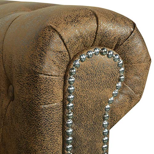 vidaXL Chesterfield Sofa 3-Seater Home Living Room Sofa Loveseat Chaise Longue Faux Leather Brown