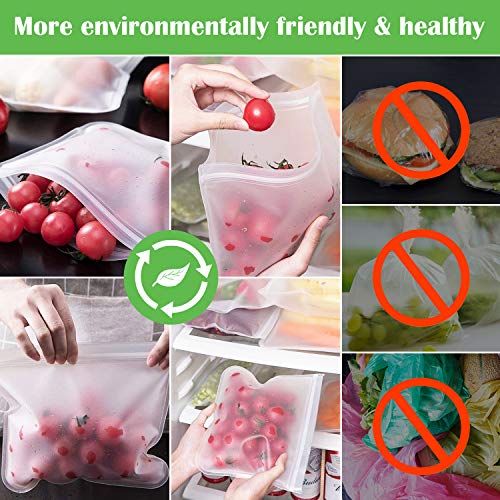 Reusable Food Storage Bags, 12 Pack BPA Free Reusable Bags(8 Reusable Sandwich Bags + 4 Leakproof Reusable Snack Bags), Extra Thick Freezer Bags Leakproof Silicone and Plastic Free Ziplock Lunch Bags