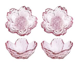 4pcs glass sakura shape small seasoning dishes dipping bowls appetizer plates,3.4inch