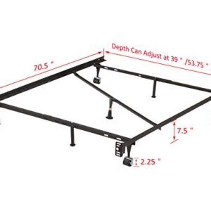 Kings Brand Furniture Heavy Duty Commercial Metal Adjustable Bed Frame, Queen, Full, Full XL, Twin