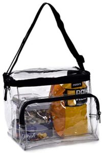 clear lunch bag - durable pvc plastic see through lunch bag with adjustable shoulder strap handle for prison correctional officers, work, stadium approved, freezer proof. (medium)