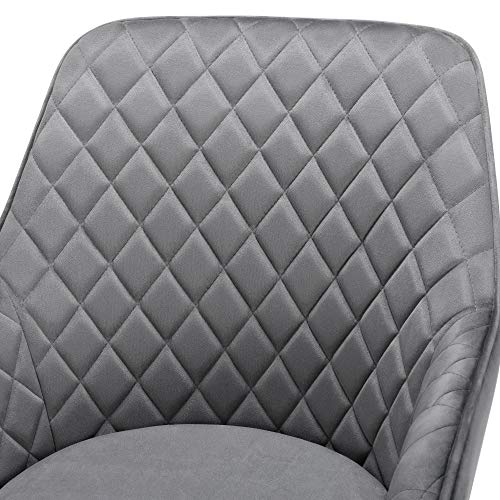 Yaheetech Dining Chairs Armchairs Velvet Upholstered Side Chairs Modern Chairs with Steel Legs and Backrest for Kitchen Dining Room Living Room Set of 2 Gray