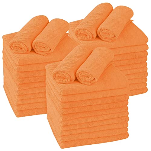 Large Microfiber Cleaning Towels, 36-Pack, Ultra Soft Plush Washcloths, Professional Grade Premium Microfiber Detailing Cleaning Cloth for Car, Household and Commercial (Orange, 16" x 16")