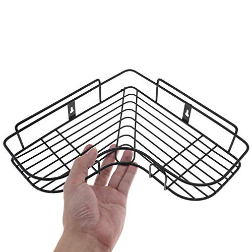 2pcs Corner Shelf Shower Caddy Organizer Bathroom Storage Holder with Hooks Toilet Kitchen No Drilling Black