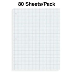 1InTheOffice Binder Graph Paper, 3 Hole Small Graph Paper, 8x10.5 White, 160 Sheets/Pack