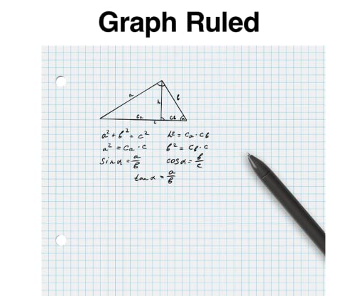 1InTheOffice Binder Graph Paper, 3 Hole Small Graph Paper, 8x10.5 White, 160 Sheets/Pack