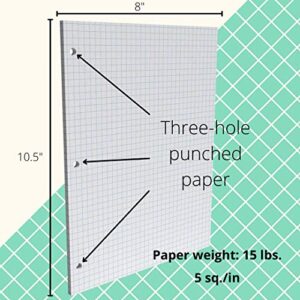 1InTheOffice Binder Graph Paper, 3 Hole Small Graph Paper, 8x10.5 White, 160 Sheets/Pack