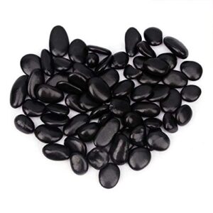 CFKJ 18 Pounds Black Pebbles Aquarium Gravel River Rock, Natural Polished Decorative Gravel,Garden Ornamental Pebbles Rocks,Black Decorative Stones,Black Pebbles, Decor Gravel for Landscaping (Black)