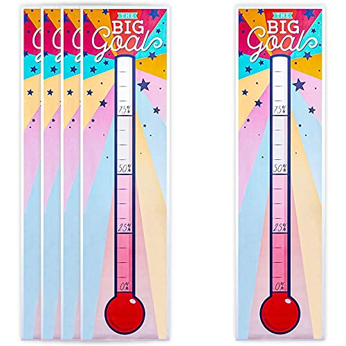 Goal Setting Thermometer Incentive Charts for Kids, Classrooms (17 x 63 in, 5 Pack)