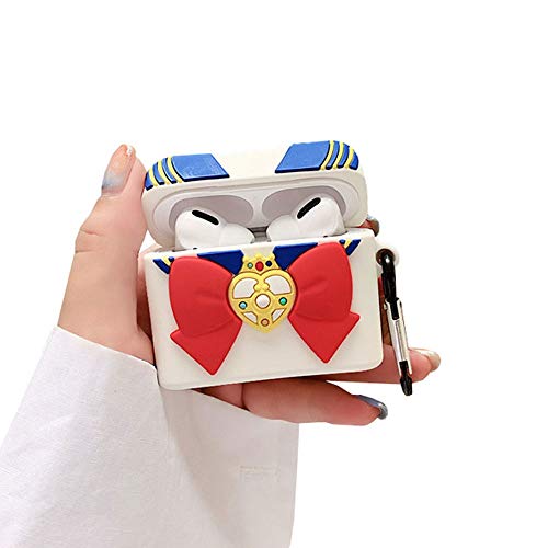 TOU-BEGUIN Creative Charging Case Compatible with Airpods Pro, Cute Sailor Moon Suit Design Soft Silicone Full Protective Skin Cover, Fashion Skirt Wireless Earphone Accessories