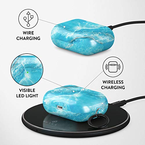 BURGA Airpod Hardcase Compatible with Apple Airpods PRO 2019 Charging Case, Sky Blue Teal Marble Turquoise Azure Ocean Sea Waves Bright Stone Cute Case for Women, Protective Hard Plastic Case Cover
