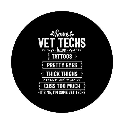 Funny Vet Tech Tattoos Veterinary Assistant Animal Gift PopSockets PopGrip: Swappable Grip for Phones & Tablets