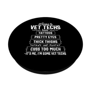 Funny Vet Tech Tattoos Veterinary Assistant Animal Gift PopSockets PopGrip: Swappable Grip for Phones & Tablets