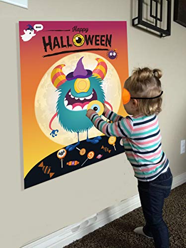 Funnlot Halloween Party Games for Kids Halloween Game Pin The Eye on The Monster Game Halloween Party Favors  Halloween Party Games Activities Halloween Pin The Tail Game