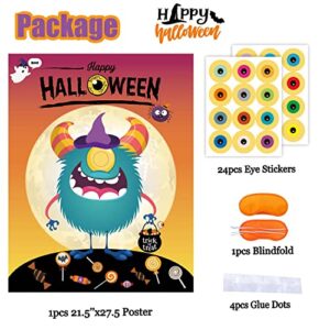 Funnlot Halloween Party Games for Kids Halloween Game Pin The Eye on The Monster Game Halloween Party Favors  Halloween Party Games Activities Halloween Pin The Tail Game