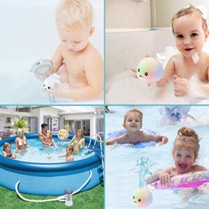 Baby Bath Toys, Light Up Baby Pool Toy with LED Light Whale Spray Water Toy for Toddlers Kids, Induction Sprinkler Bathtub Toys Bathroom Shower Swimming Pool Outdoor Water Toy(Gray)