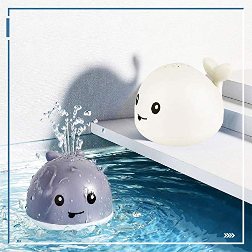 Baby Bath Toys, Light Up Baby Pool Toy with LED Light Whale Spray Water Toy for Toddlers Kids, Induction Sprinkler Bathtub Toys Bathroom Shower Swimming Pool Outdoor Water Toy(Gray)