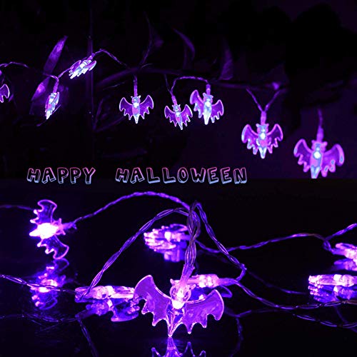 Halloween Lights Decoration String Lights, 3 Pack 44.3FT Battery Operated Fairy Lights 3x30 LED Orange Pumpkin Purple Bat White Ghost String Lights for Indoor/Outdoor Holiday Party Decorations