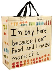 blue q shoppers, reusable grocery bag, sturdy, easy-to-clean, 15" h x 16" w x 6" d, made from strong 95% recycled material (multi)