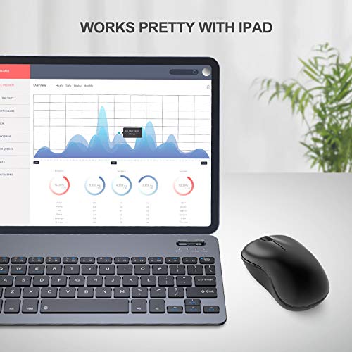 Bluetooth Mouse, 2.4G Bluetooth Wireless Mouse Dual Mode(Bluetooth 5.0+USB), Computer Mouse with USB Receiver, Ergonomic Mouse Compatible with Laptop, iPad, MacOS, PC, Windows, Android (Black)