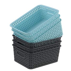 nesmilers 6 packs woven storage baskets, small cupboard baskets