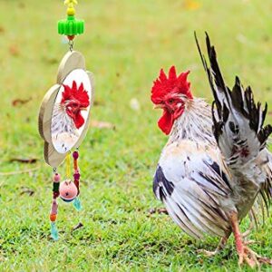 Vehomy Chicken Toys for Hens with Mirrors Chicken Wood Mirror Toy with Bell for Chicks Hens Roosters