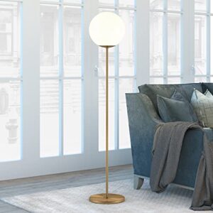 theia globe & stem floor lamp with plastic shade in brass/white
