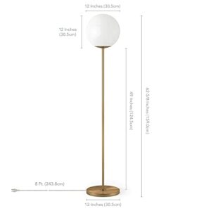 Theia Globe & Stem Floor Lamp with Plastic Shade in Brass/White