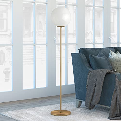 Theia Globe & Stem Floor Lamp with Plastic Shade in Brass/White