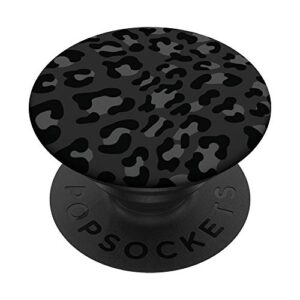 cute black leopard print pattern design for women on black popsockets popgrip: swappable grip for phones & tablets