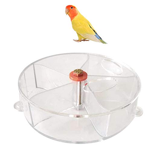 SHINYLYL Parrot Foraging Wheel - Bird Puzzle Feeder Spins Toy Intelligence Growth Cage Toys for Small and Medium Parrots Parakeet Canary Cage Feeder(White)