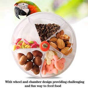 SHINYLYL Parrot Foraging Wheel - Bird Puzzle Feeder Spins Toy Intelligence Growth Cage Toys for Small and Medium Parrots Parakeet Canary Cage Feeder(White)