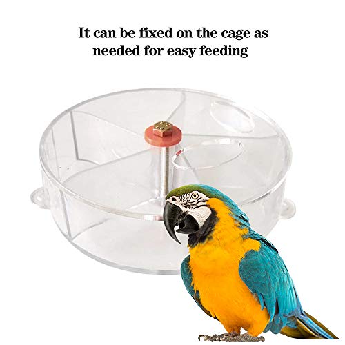 SHINYLYL Parrot Foraging Wheel - Bird Puzzle Feeder Spins Toy Intelligence Growth Cage Toys for Small and Medium Parrots Parakeet Canary Cage Feeder(White)