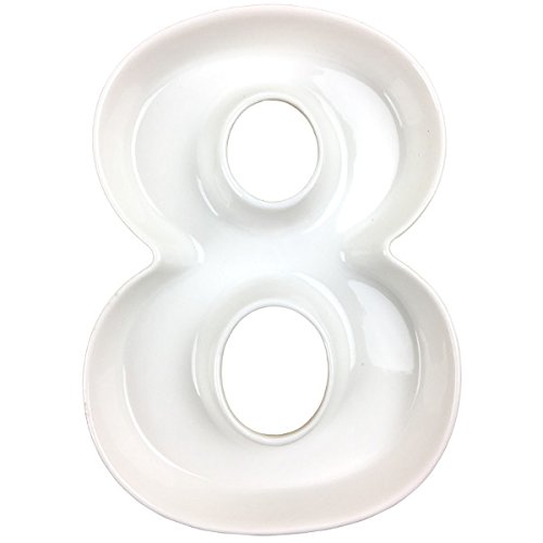 Just Artifacts 5.5-Inch White Decorative Ceramic Number Dish (Number: 8, Length: 5.5 Inches)