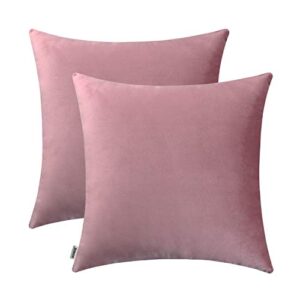 Jeneoo Comfy Soft Velvet Throw Pillow Covers for Sofa Couch, Decorative Solid Square Cushion Cases for Bedroom Car (Dusty Rose, 16 x 16 Inches, 2 Pieces)