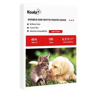 koala photo paper double-side matte 8.5x11 inches compatible with inkjet printer 48lb presentation paper 100 sheets