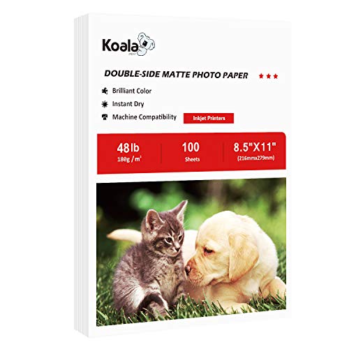 Koala Photo Paper Double-side Matte 8.5X11 Inches Compatible with Inkjet Printer 48LB Presentation Paper 100 Sheets