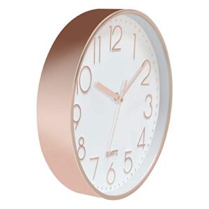 Lumuasky Rose Gold Wall Clock Modern Battery Operated Analog Small Cute Silent Non-Ticking Decorative Clock for School Office Classroom Bedroom Kitchen Living Room Decor (10 inch)