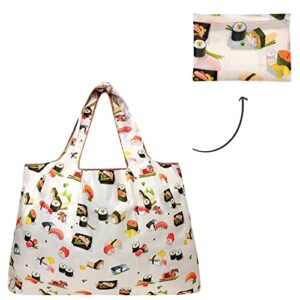 allydrew Large Foldable Tote Nylon Reusable Grocery Bag, Sushi