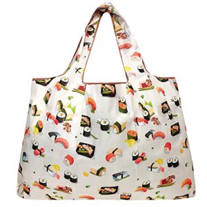 allydrew Large Foldable Tote Nylon Reusable Grocery Bag, Sushi