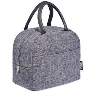 lunch bag reusable cooler bag lunch box containers insulated lunchbox tote bag water-resistant leakproof womens mens office work beach hiking picnic fishing (grey with upgrade insulated lining)