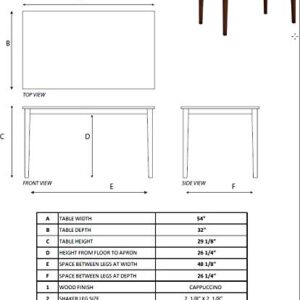 Kings Brand Furniture - Kurmer Rectangular Wood Dining Room Kitchen Table, Cappuccino