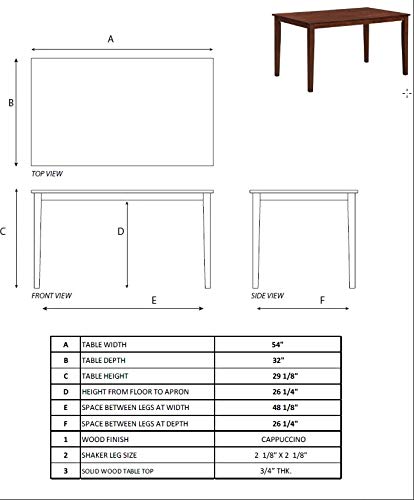 Kings Brand Furniture - Kurmer Rectangular Wood Dining Room Kitchen Table, Cappuccino