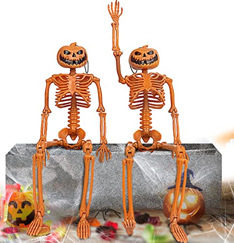 BLUELF Halloween Pumpkin Skeleton Decorations for Halloween Party Decor