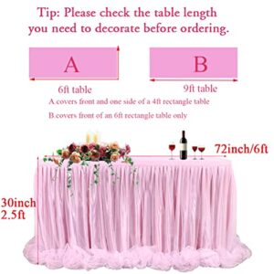 Pink Tulle Table Skirt for Rectangle Tables or Round 9ft Pink Tutu Table Skirts Tablecloth for Birthday Party Wedding Girl Baby Shower Cake Dessert Banquet Table Decorations