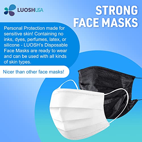 Luosh White Face Masks Disposable Made in USA - ASTM Level 3 Masks with Filter PFE99%, Paper masks, 3 Ply Face Masks for Adult 50 Pack (Adult, White)