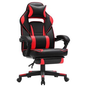 SONGMICS Racing Gaming Chair, Adjustable Ergonomic Office Chair with Footrest, Tilt Mechanism, Lumbar Support, 330 lb Load, Black and Red UOBG073B01