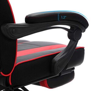 SONGMICS Racing Gaming Chair, Adjustable Ergonomic Office Chair with Footrest, Tilt Mechanism, Lumbar Support, 330 lb Load, Black and Red UOBG073B01